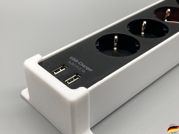 Halterung für Steckdosenleiste kompatibel mit Brennenstuhl Ecolor USB WEIß