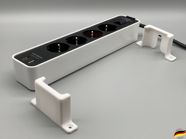 Halterung für Steckdosenleiste kompatibel mit Brennenstuhl Ecolor USB WEIß